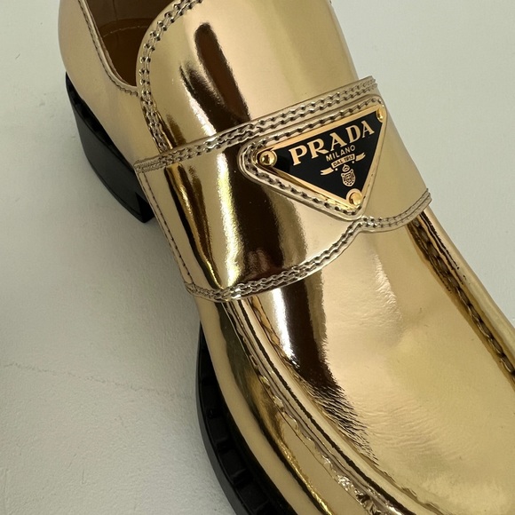 NWT Prada Gold Loafers - Picture 6 of 10